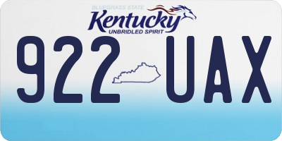 KY license plate 922UAX