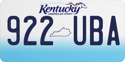 KY license plate 922UBA