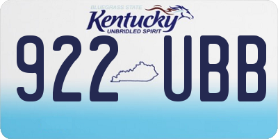 KY license plate 922UBB