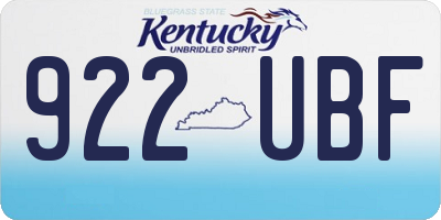 KY license plate 922UBF