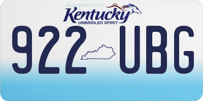 KY license plate 922UBG