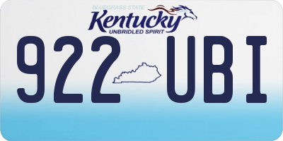 KY license plate 922UBI