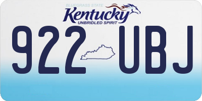 KY license plate 922UBJ