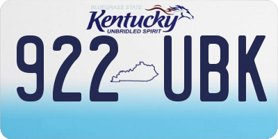 KY license plate 922UBK