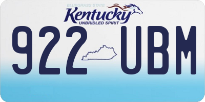 KY license plate 922UBM
