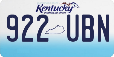 KY license plate 922UBN