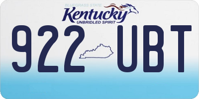 KY license plate 922UBT