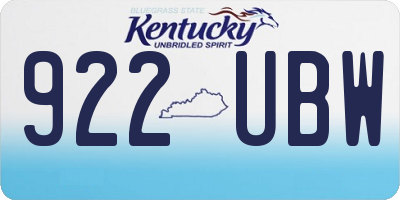 KY license plate 922UBW