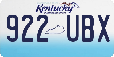 KY license plate 922UBX