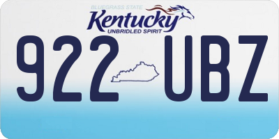 KY license plate 922UBZ