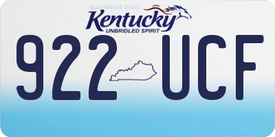 KY license plate 922UCF