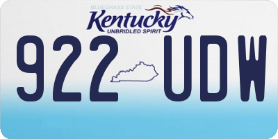 KY license plate 922UDW