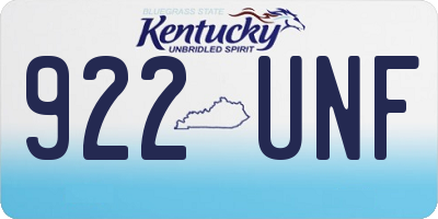 KY license plate 922UNF