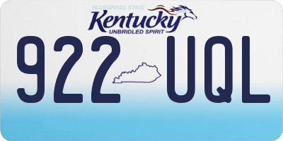 KY license plate 922UQL