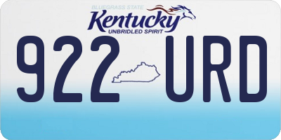 KY license plate 922URD