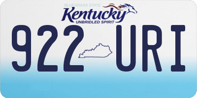 KY license plate 922URI