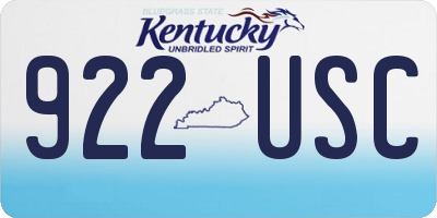 KY license plate 922USC