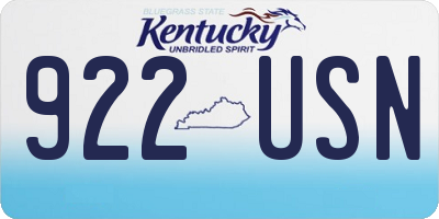 KY license plate 922USN