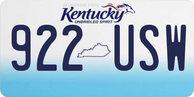 KY license plate 922USW