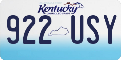 KY license plate 922USY