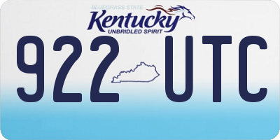 KY license plate 922UTC