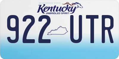 KY license plate 922UTR