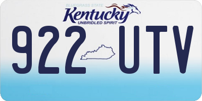 KY license plate 922UTV