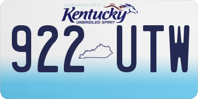 KY license plate 922UTW