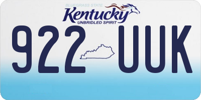 KY license plate 922UUK