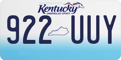 KY license plate 922UUY