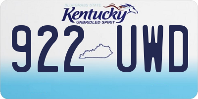 KY license plate 922UWD