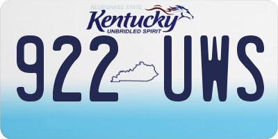 KY license plate 922UWS