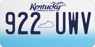 KY license plate 922UWV