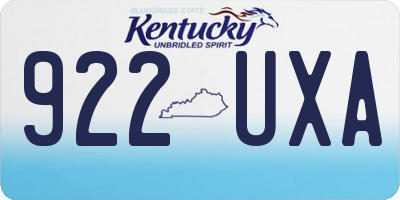 KY license plate 922UXA