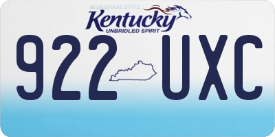 KY license plate 922UXC