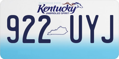KY license plate 922UYJ