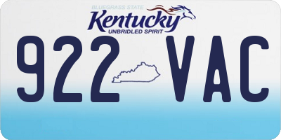 KY license plate 922VAC