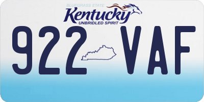 KY license plate 922VAF