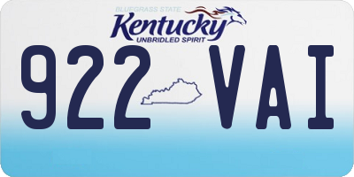KY license plate 922VAI