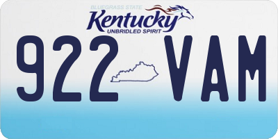 KY license plate 922VAM