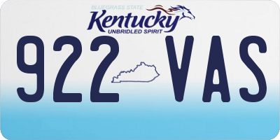 KY license plate 922VAS