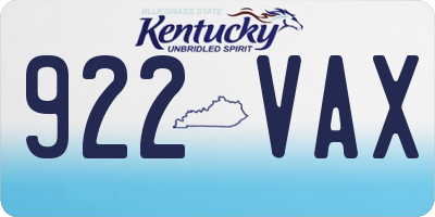 KY license plate 922VAX