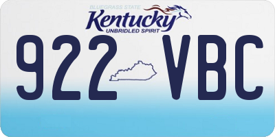 KY license plate 922VBC