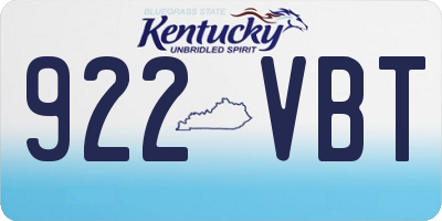 KY license plate 922VBT