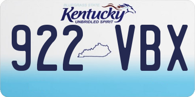 KY license plate 922VBX