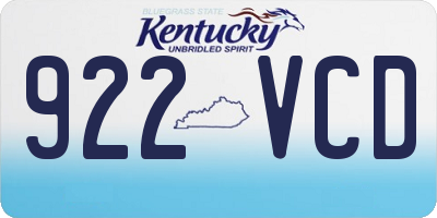 KY license plate 922VCD