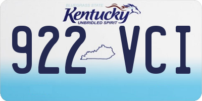 KY license plate 922VCI