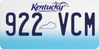 KY license plate 922VCM