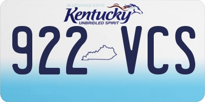 KY license plate 922VCS