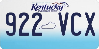 KY license plate 922VCX